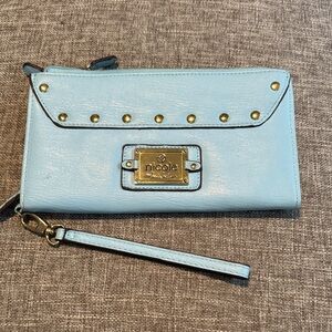 Nicole Light Blue Wristlet with Gold Accents